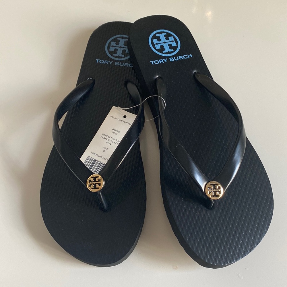 New!! Black Tory Burch Flip Flops